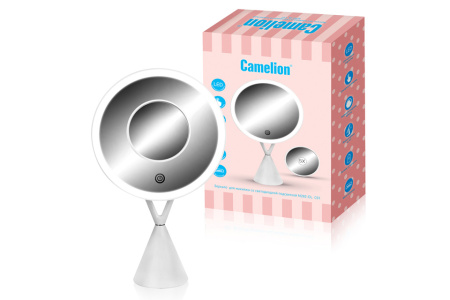 Зеркало Camelion M282-DL C01 бел. с LED подсветк.,1х/съемн.5х-увелич.,дневн.свет,5Вт,4*LR03/USB